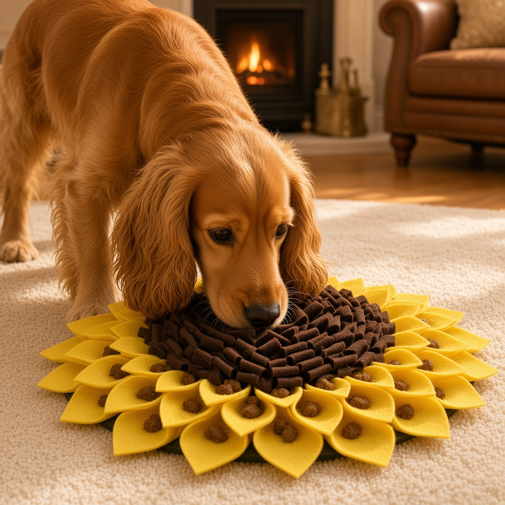 Dog sniffing Sunny Sniff Mat
